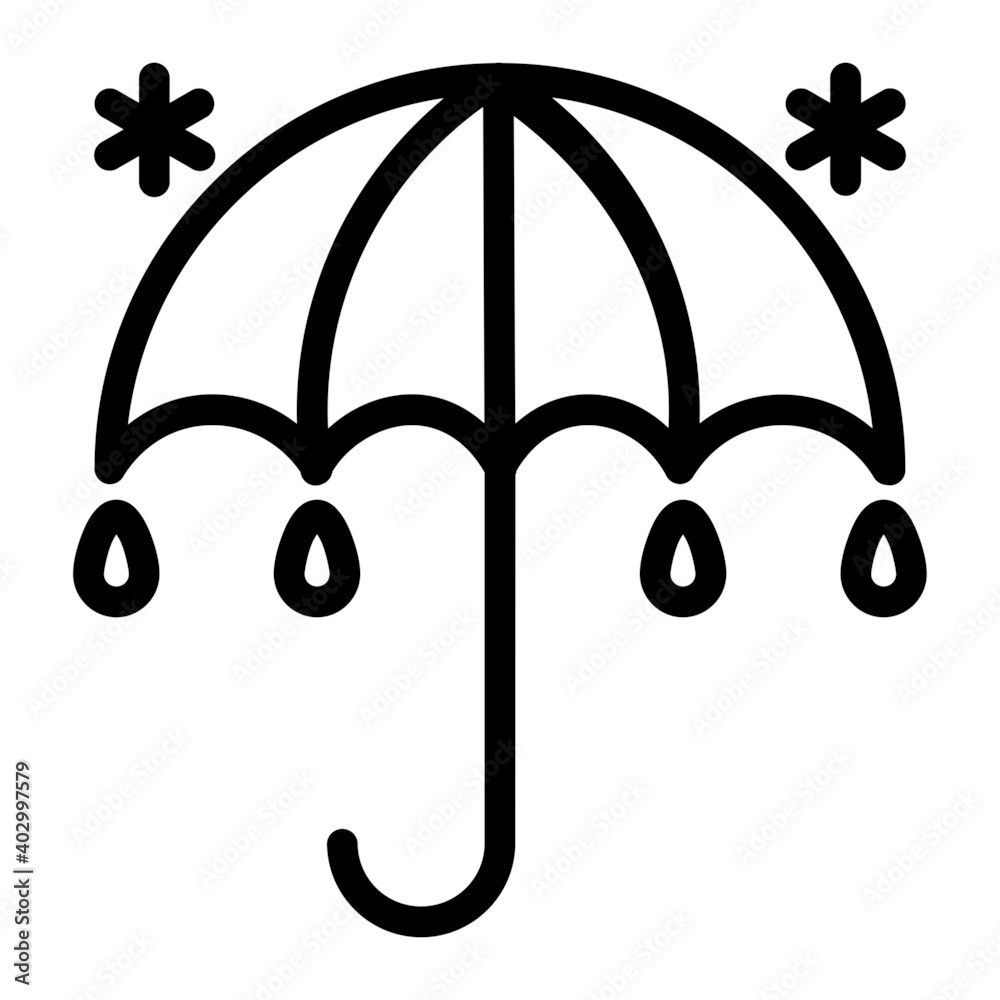 Winter Umbrella Rain Icon Vector Template
