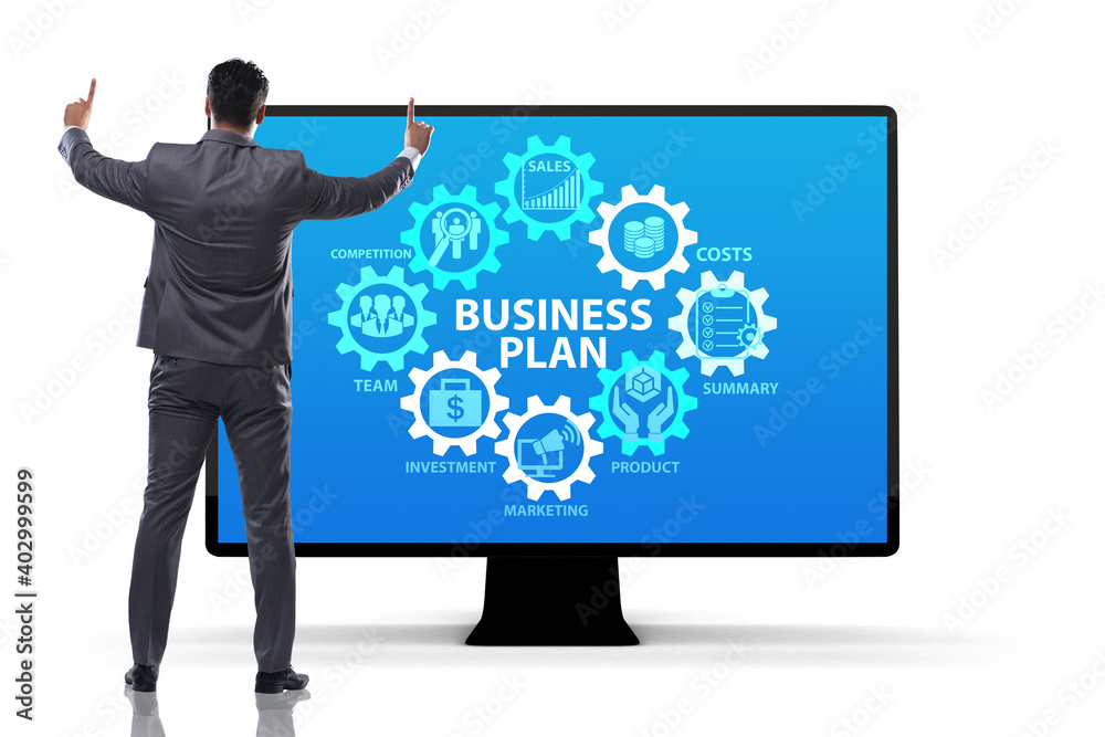 Business plan concept with businessman Business plan concept with businessman