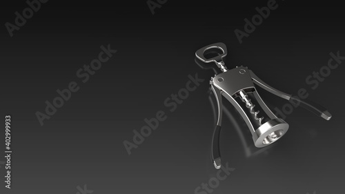 bottle opener black background one right angled 3D Render