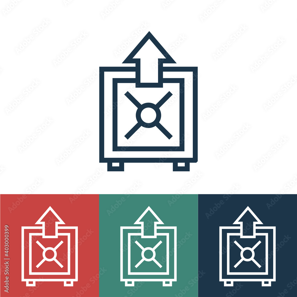 Linear vector icon with remove from safe deposit box Linear vector icon with remove from safe deposit box