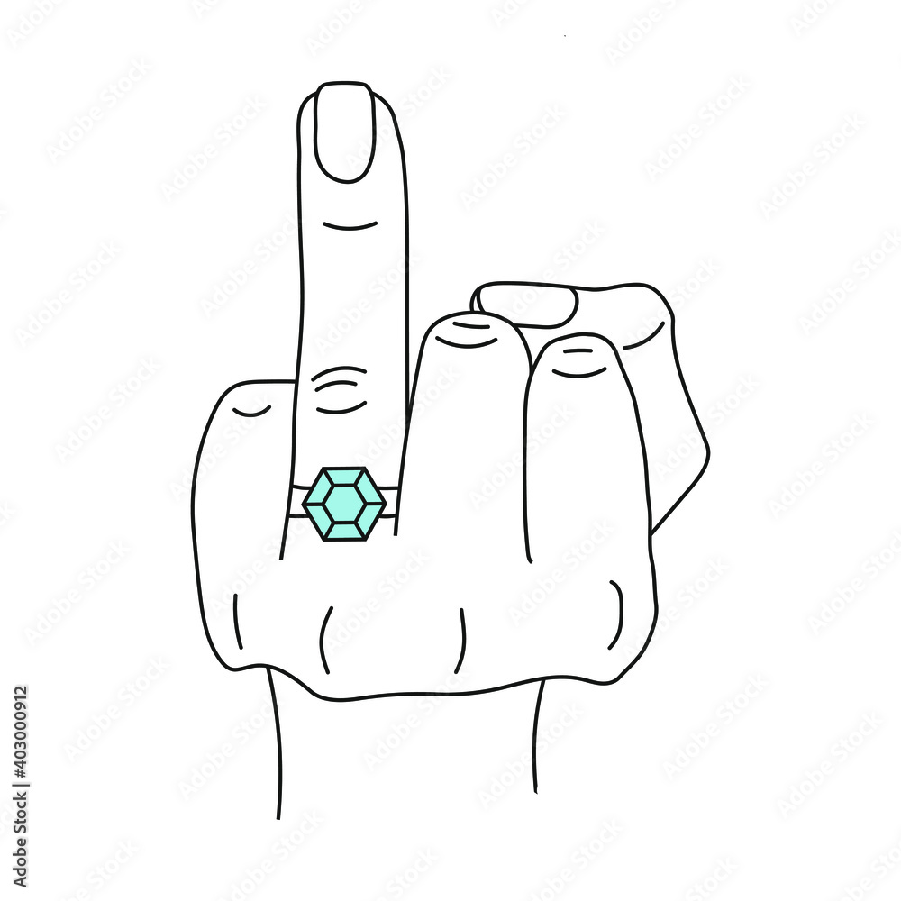 Vector illustration of bridges hand finger with blue ring Vector illustration of bridges hand finger with blue ring