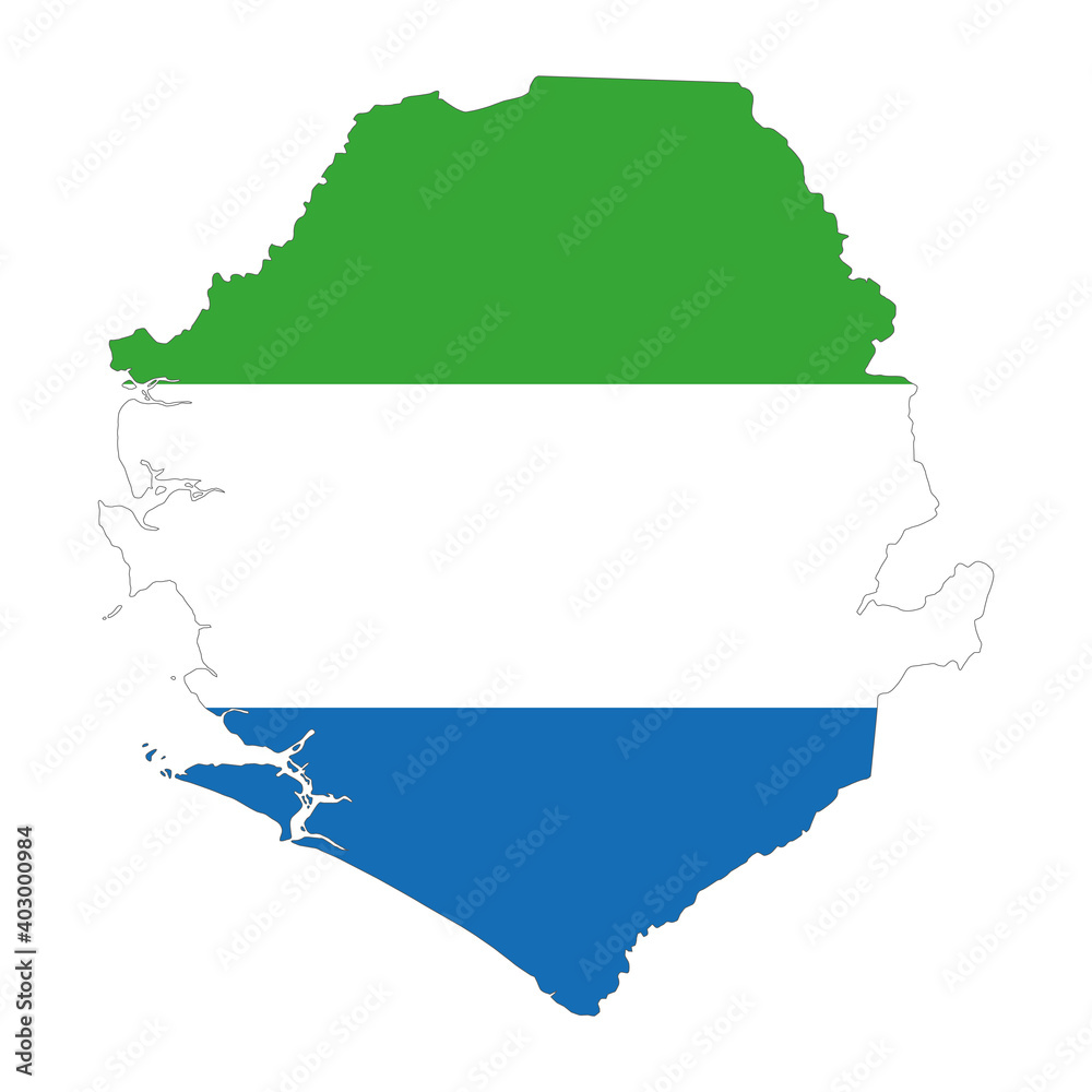vector map flag of Sierra Leone isolated on white background
