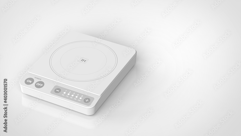 Fototapeta premium IH cooktop white white background one left angled 3D Render