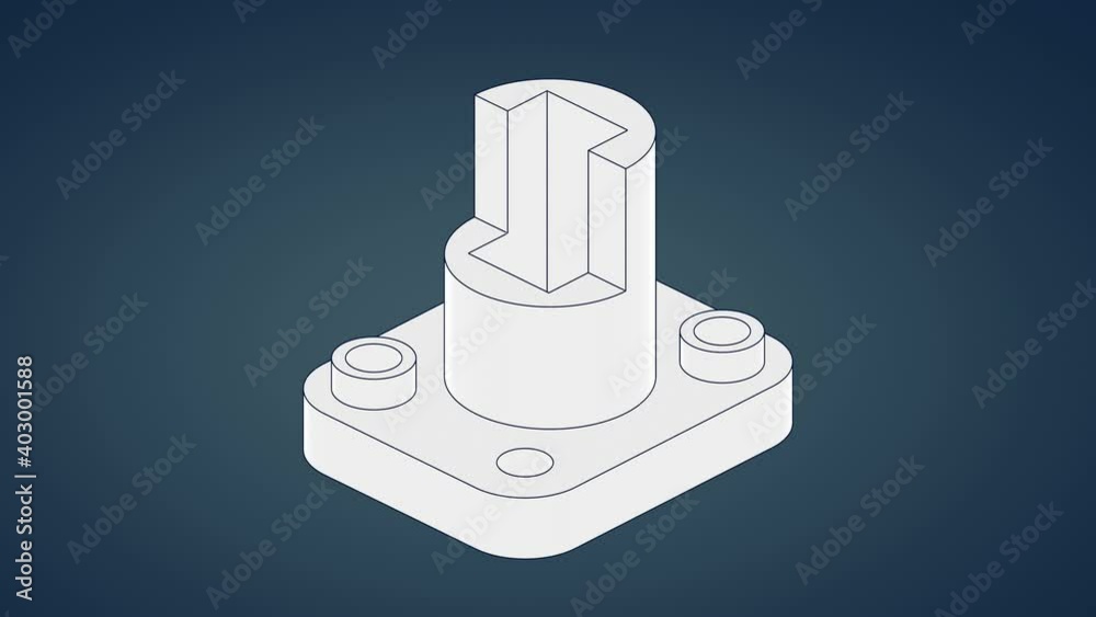 Technical drawing with orthographic views from 3D model with first ...