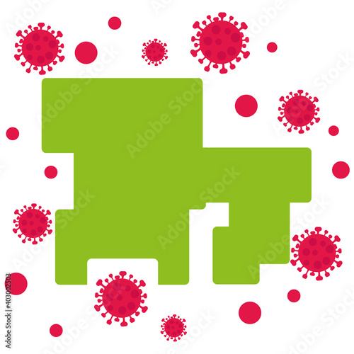 イラスト素材　緊急事態宣言の日本　1都3県　ウイルス　ベクター