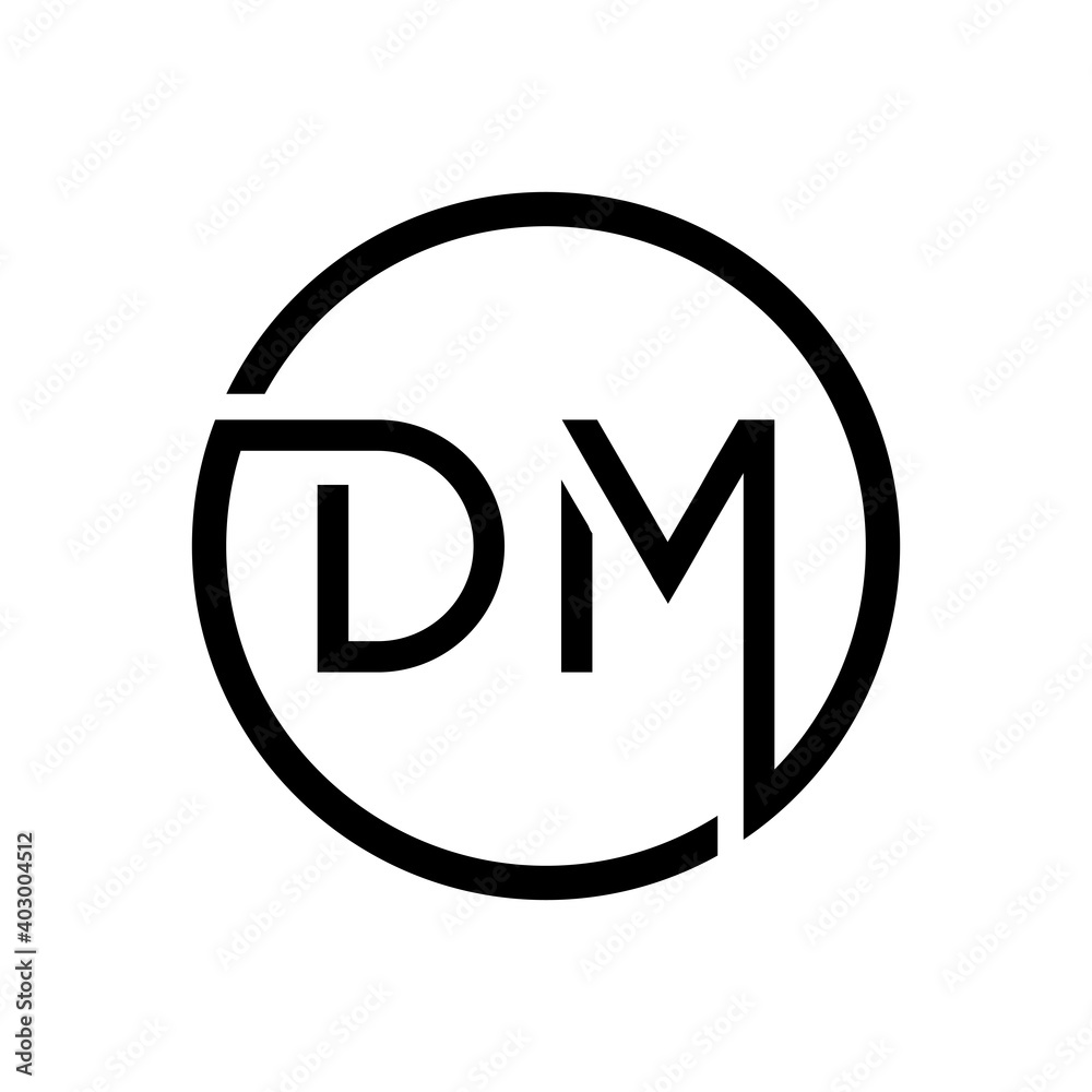 Initial DM Letter Logo Creative Typography Vector Template. Creative Circle Letter DM Logo Design