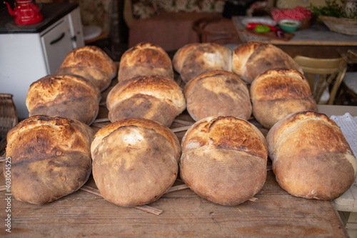 fresh big breads on the table