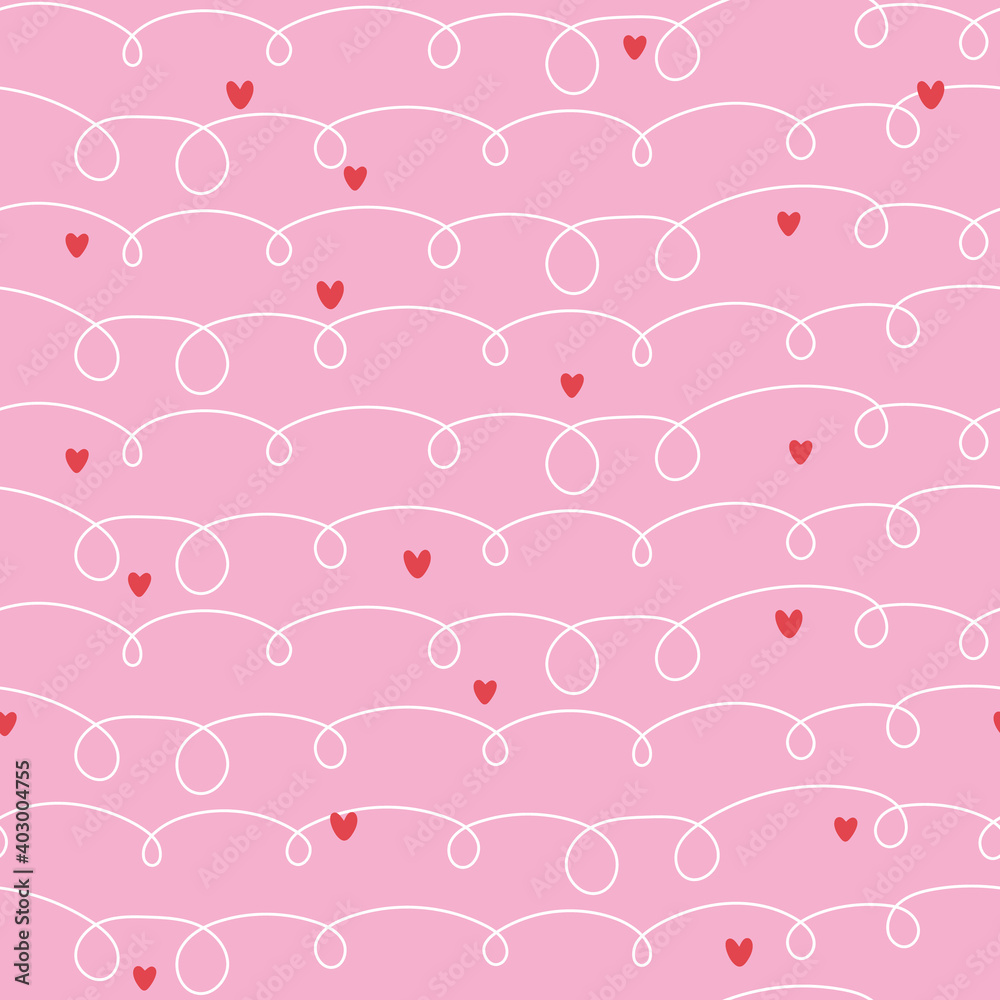 Cute background with line and hearts Cute background with line and hearts