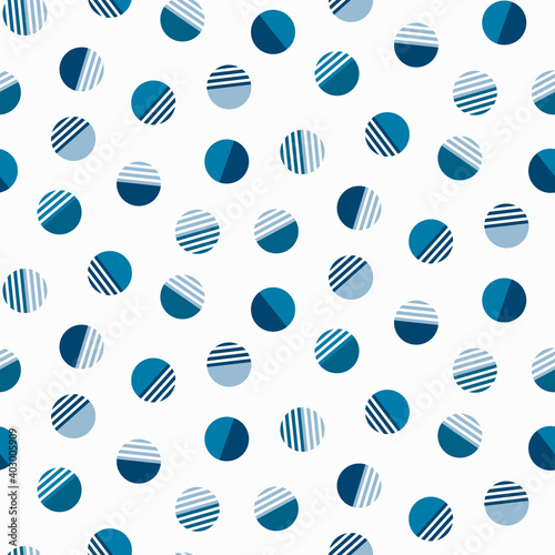 Abstract pattern from blue circles. Geometric shapes blue and white. Vector illustration for wrapping paper, scrapbooking, fabric and decor.