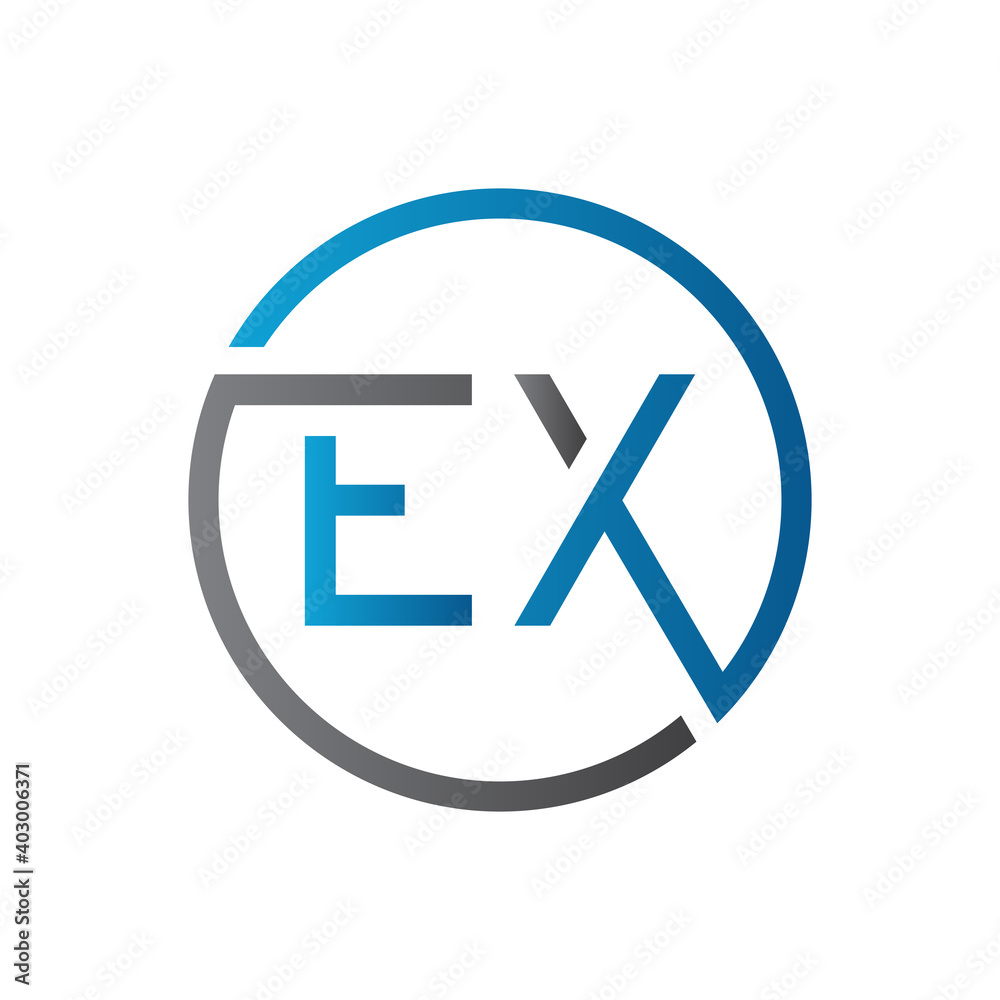 Initial EX Letter Logo Creative Typography Vector Template. Creative Circle Letter EX Logo Design Initial EX Letter Logo Creative Typography Vector Template. Creative Circle Letter EX Logo Design