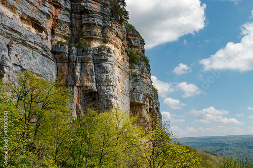 Mountain rocks with blue sky at springtime
