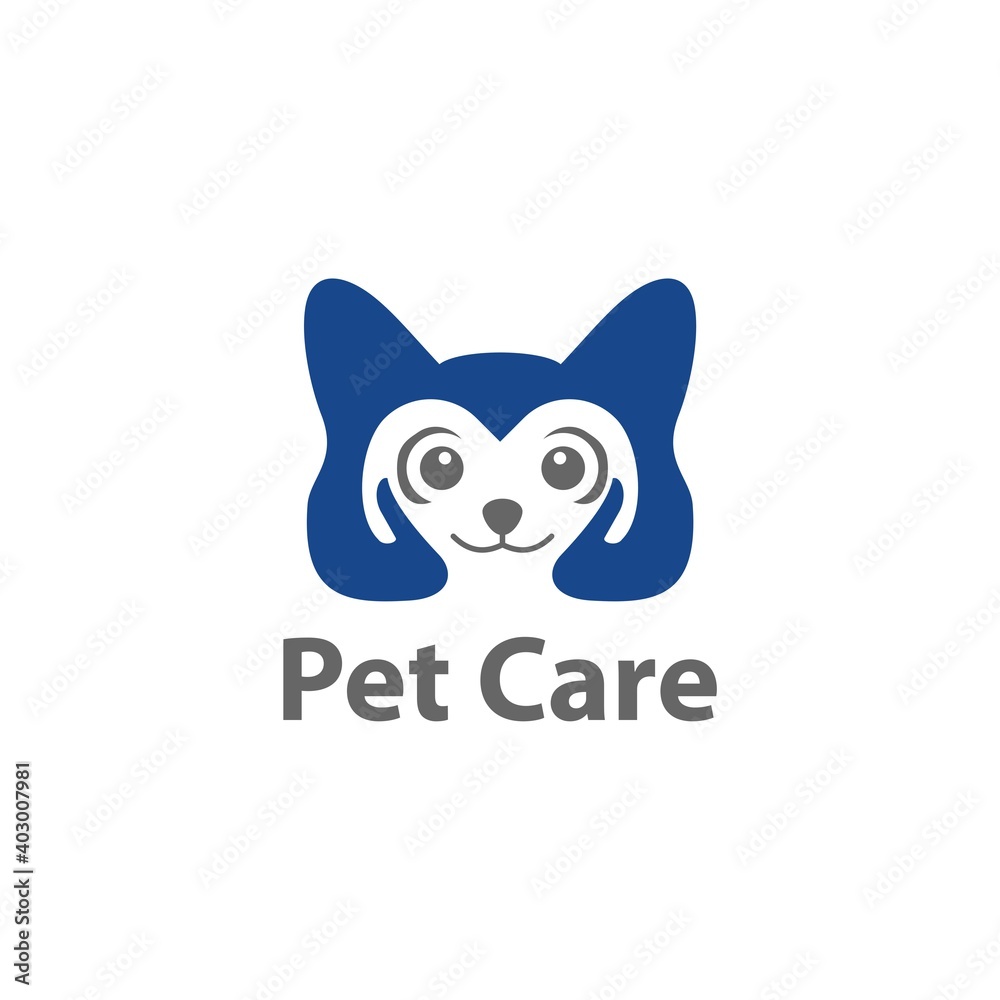 Dog, Cat, Hand, Love pets logo design vector illustration