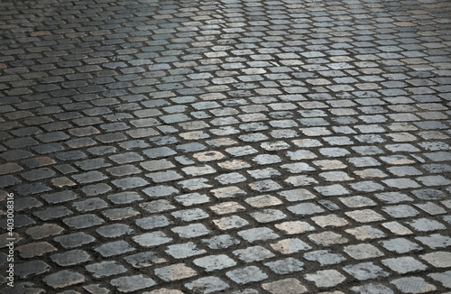 Background of cobblestone pavement