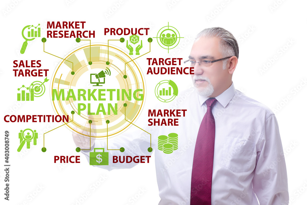 Marketing plan concept illustration with businessman Marketing plan concept illustration with businessman