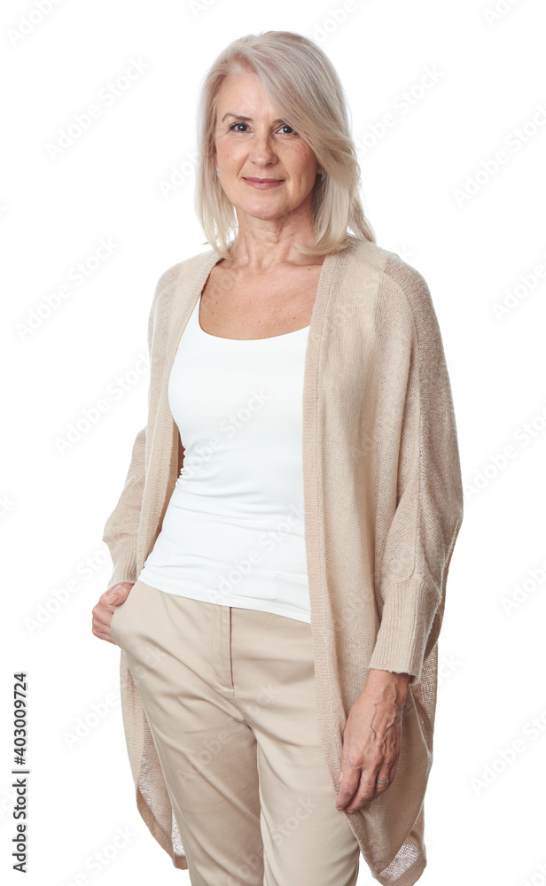 Portrait of a senior woman is smiling. Cheerful old lady