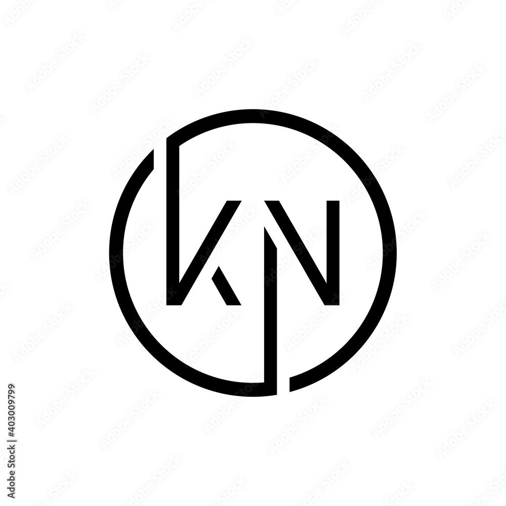 Linked Letter KN Logo Design vector Template. Creative Circle KN Minimal, Flat Logo Design Vector Illustration Linked Letter KN Logo Design vector Template. Creative Circle KN Minimal, Flat Logo Design Vector Illustration