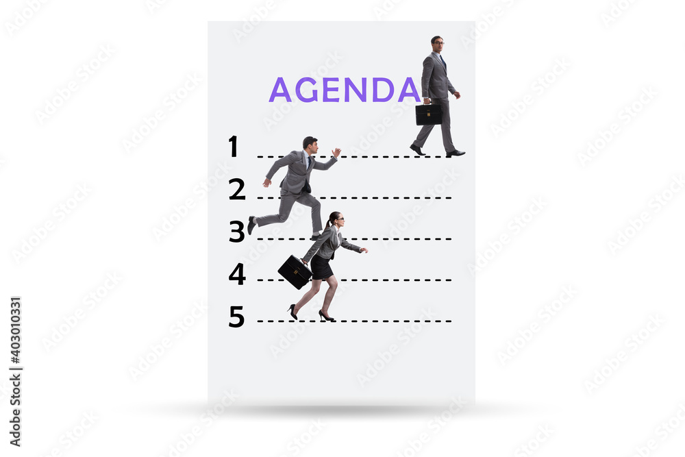 Agenda of a meeting with few items Agenda of a meeting with few items