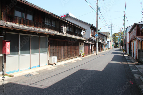 street and buildings (houses) in matsue (japan)