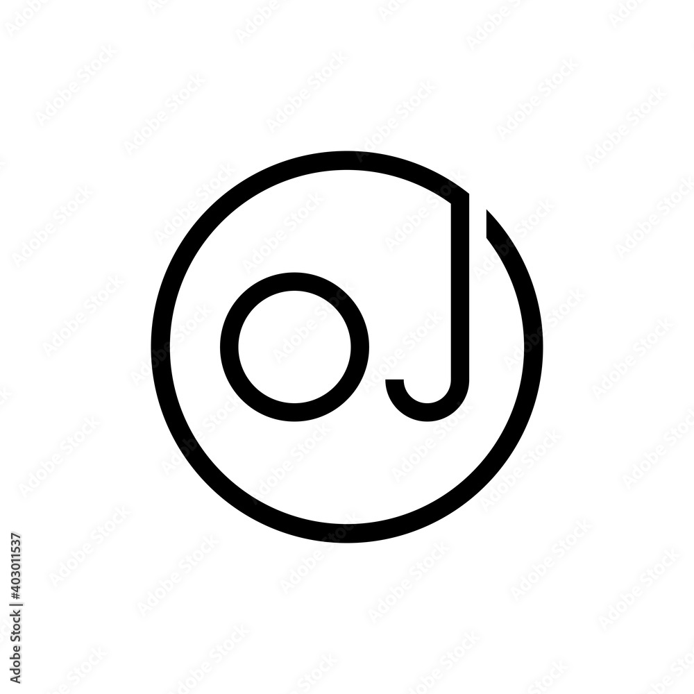 Initial Circle Letter OJ Logo Design Vector Template. Abstract Minimal OJ Letter Logo Design Initial Circle Letter OJ Logo Design Vector Template. Abstract Minimal OJ Letter Logo Design