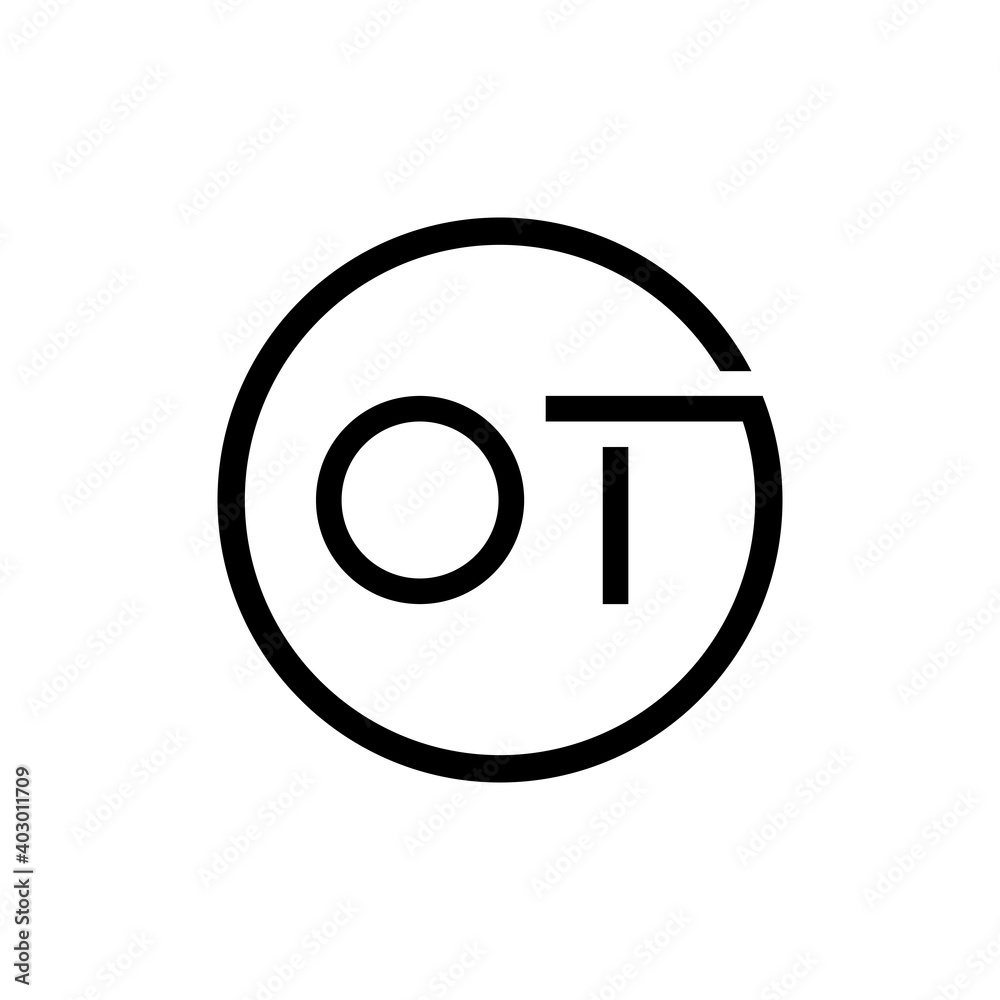 Initial Circle Letter OT Logo Design Vector Template. Abstract Minimal OT Letter Logo Design Initial Circle Letter OT Logo Design Vector Template. Abstract Minimal OT Letter Logo Design