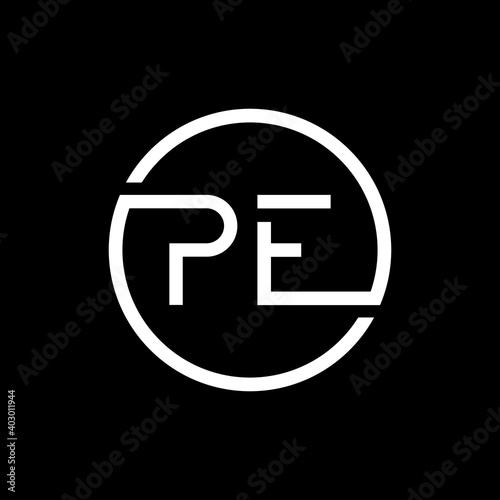 Initial PE Letter Logo Creative Typography Vector Template. Creative Circle Letter PE Logo Vector.