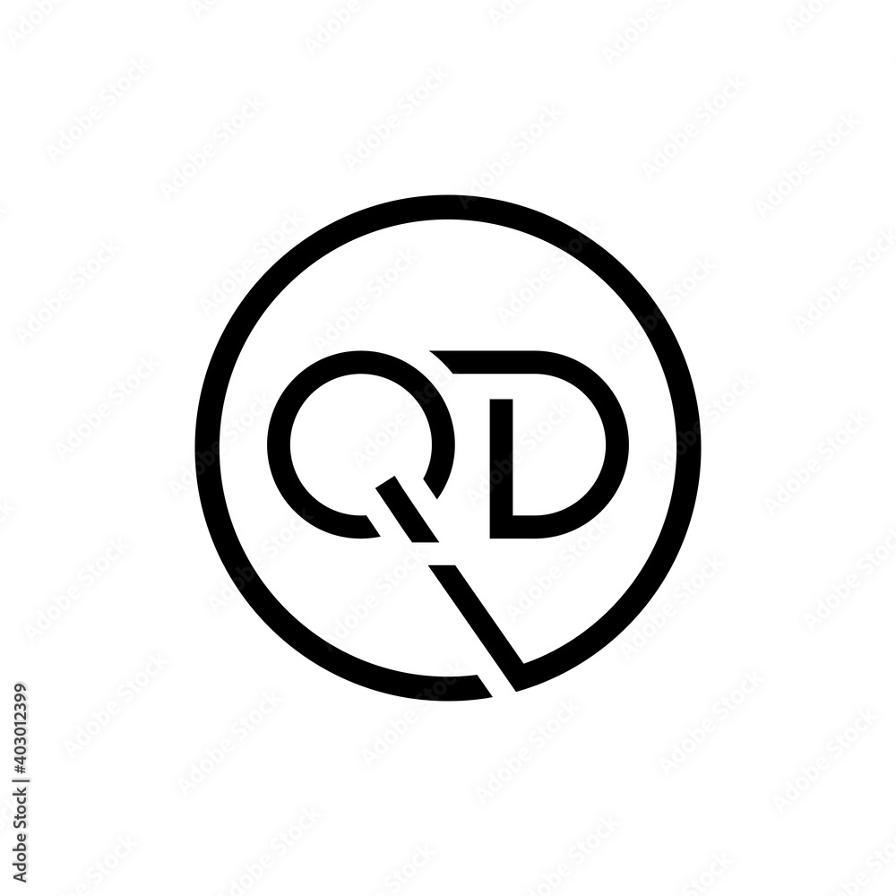 Initial Circle Letter QD Logo Design Vector Template. QD Letter Logo Design Initial Circle Letter QD Logo Design Vector Template. QD Letter Logo Design