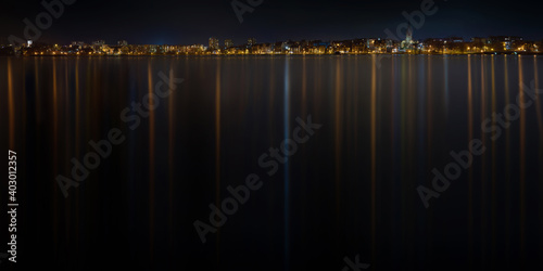 Fototapeta Naklejka Na Ścianę i Meble -  Elk winter panorama. Night photo. Masuria, Poland.