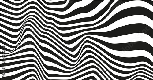Black-and-white background of abstract bending lines. Can be used in web design  printing  as a print on clothes and background