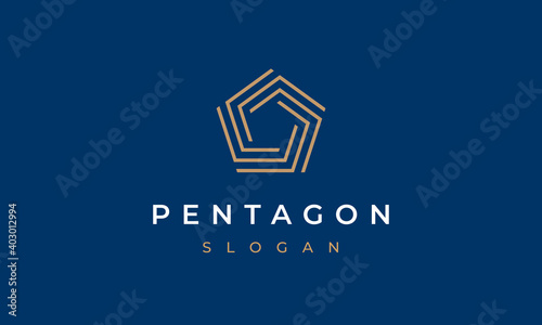 Geometrical Pentagon Logo Icon Symbol Design