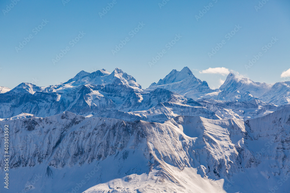 snowcapped Wetterhorn, Lauteraarhorn and Finsteraarhorn snowcapped Wetterhorn, Lauteraarhorn and Finsteraarhorn