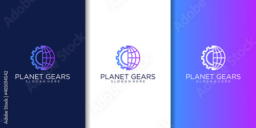 planet gear icon  logo concept