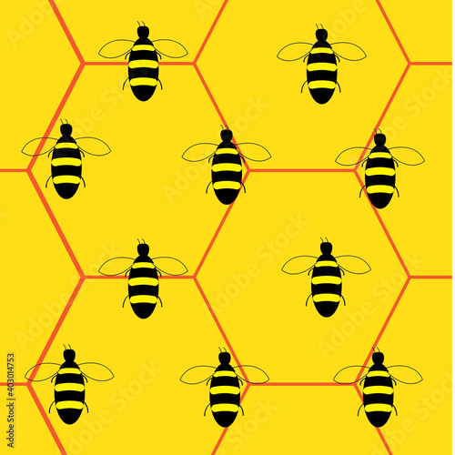 seamless pattern with bees