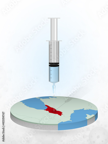 Vaccination of Georgia, injection of a syringe into a map of Georgia.