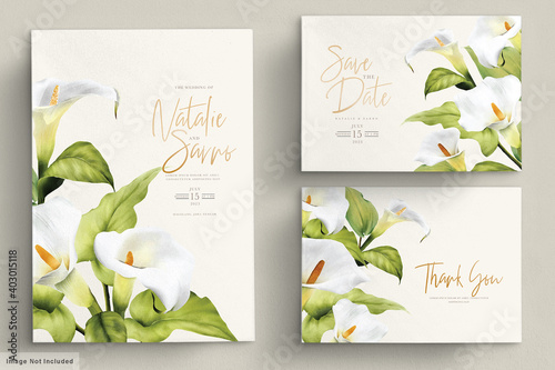 lily floral wedding card set 