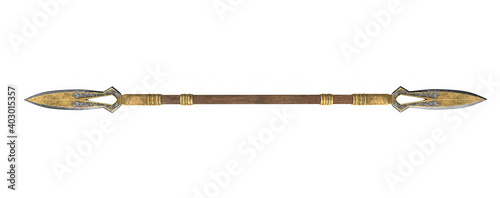 long spear, weapon, on an isolated white background. 3d illustration