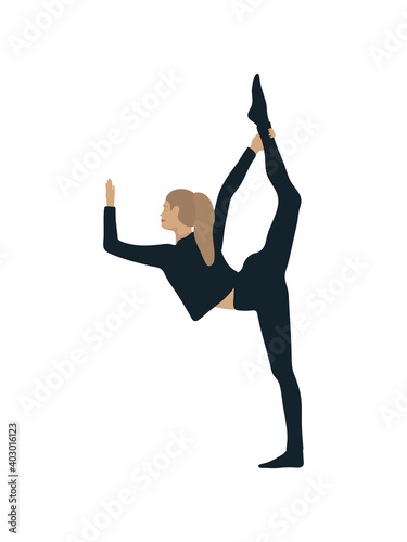 The girl is engaged in aerial acrobatics. Vector Illustration for your business, scrapbook, magazine.