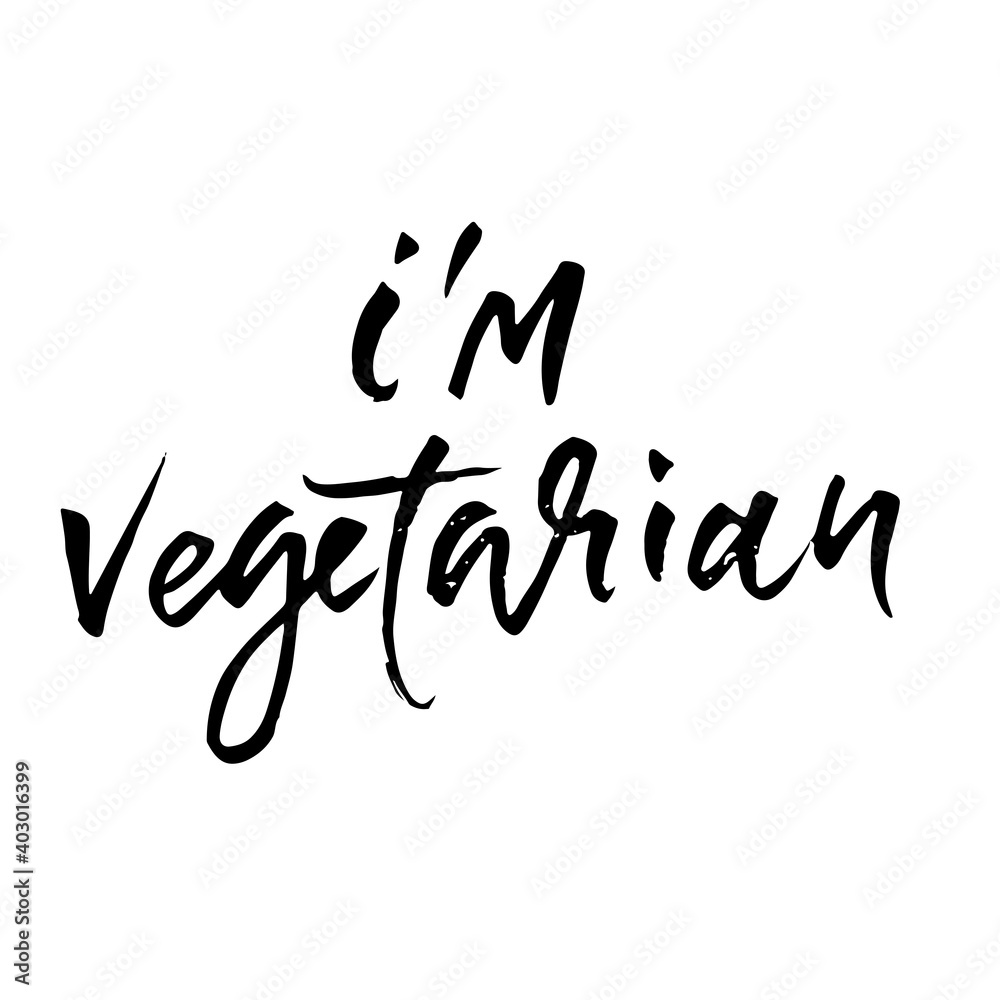 I am vegetarian. Modern dry brush lettering. Vector illustration. I am vegetarian. Modern dry brush lettering. Vector illustration.