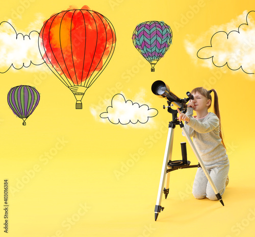 Little girl observing hot a...