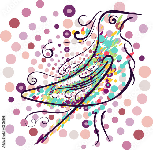 Abstract colorful vector background  bird illustration