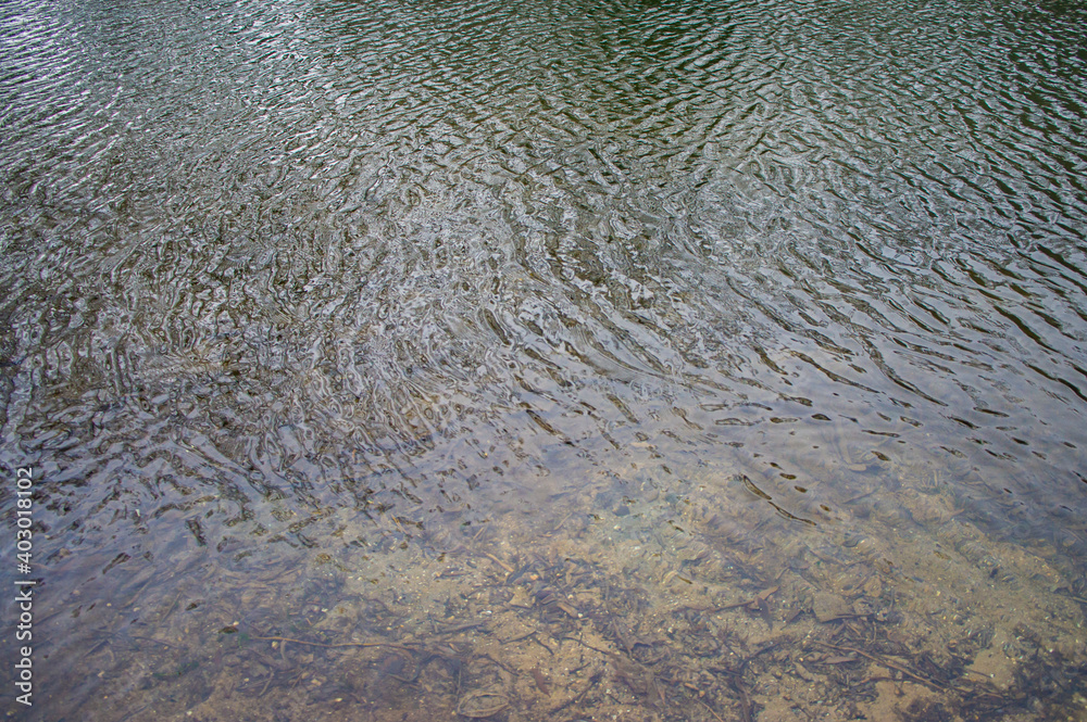 River surface with small waves of winter river River surface with small waves of winter river