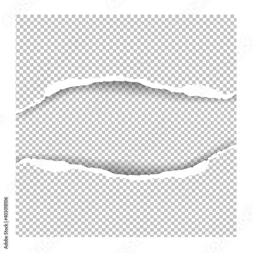 Torn paper with ripped edges. Paper tear for banner and backdrop. Concept of damaged torn paper, space for text. Ripped torn paper. Transparent background	
