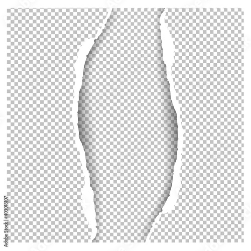 Torn paper with ripped edges. Paper tear for banner and backdrop. Concept of damaged torn paper, space for text. Ripped torn paper. Transparent background	