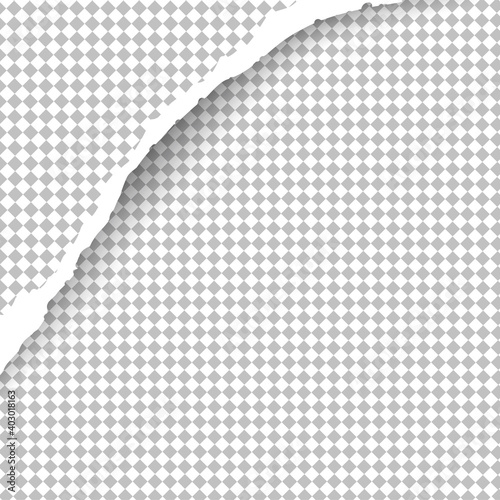 Torn paper with ripped edges. Paper tear for banner and backdrop. Concept of damaged torn paper, space for text. Ripped torn paper. Transparent background	