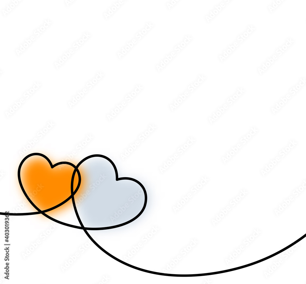 Two blurred gray and orange hearts.
