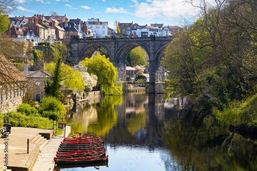 Railway bridge and river Nidd in Knaresborough, Yorkshire, England photo