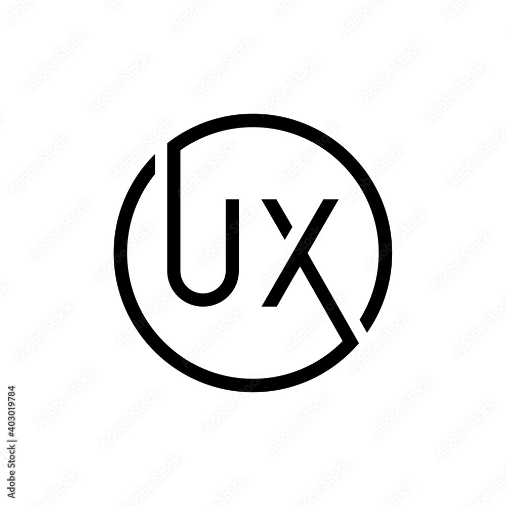 Initial Circle UX letter Logo Design vector Template. Abstract Letter UX logo Design Initial Circle UX letter Logo Design vector Template. Abstract Letter UX logo Design