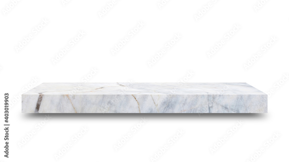 Shelf marble isolated on a white background and display montage for the product Embed Clipping Path separate with black shadows. Shelf marble isolated on a white background and display montage for the product Embed Clipping Path separate with black shadows.
