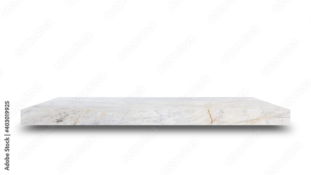 Shelf marble isolated on a white background and display montage for the product Embed Clipping Path separate with black shadows. Shelf marble isolated on a white background and display montage for the product Embed Clipping Path separate with black shadows.