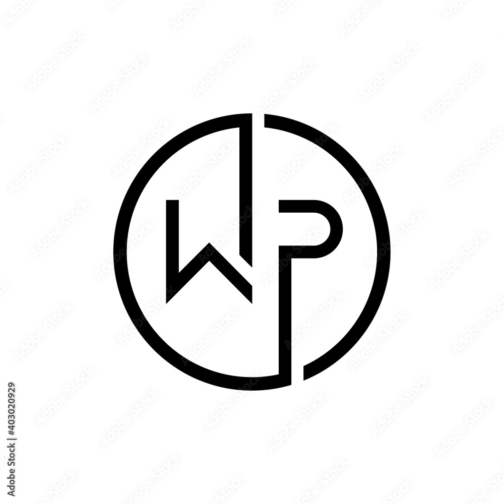 Initial Circle Letter WP Logo Design Vector Template. Initial Linked Letter WP Logo Design Initial Circle Letter WP Logo Design Vector Template. Initial Linked Letter WP Logo Design