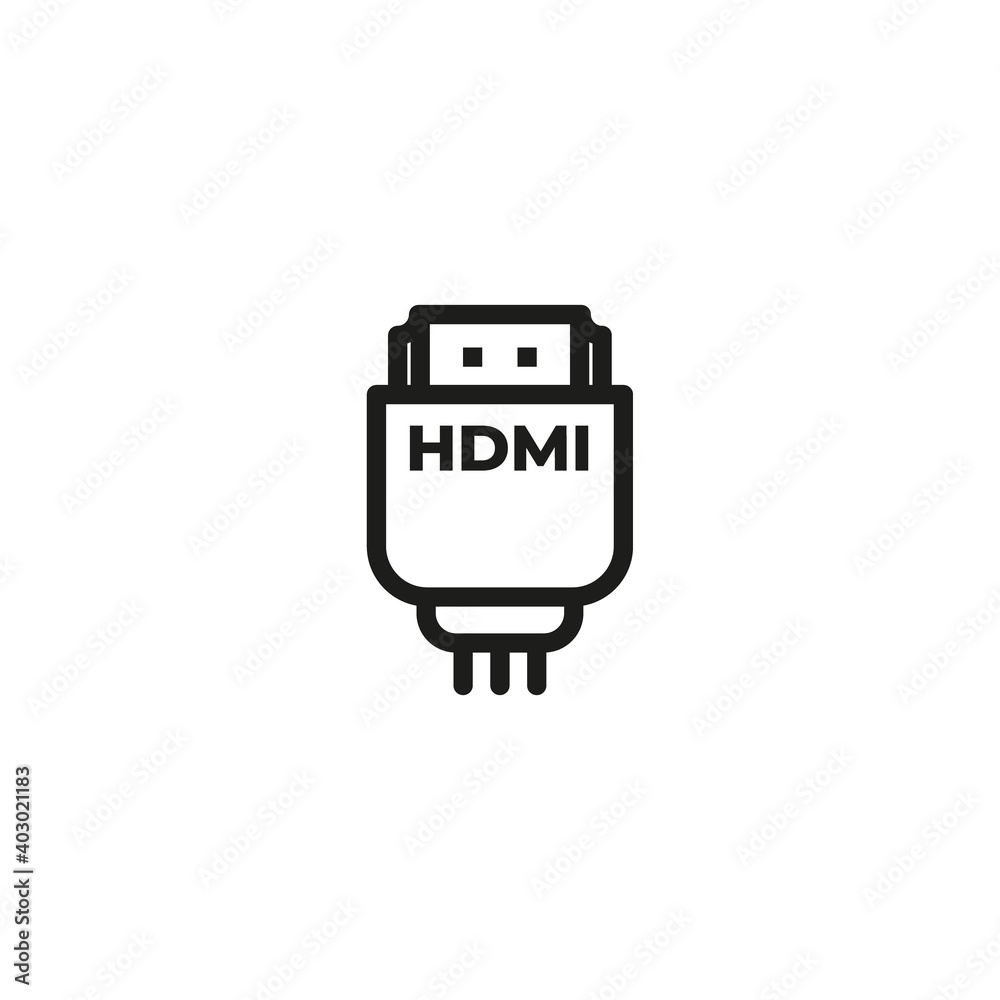 HDMI icon . HDMI 2.0 icon . HDMI cable line icon, outline vector sign,  linear style pictogram isolated on white. Symbol, logo illustration.  Editable stroke vector de Stock | Adobe Stock